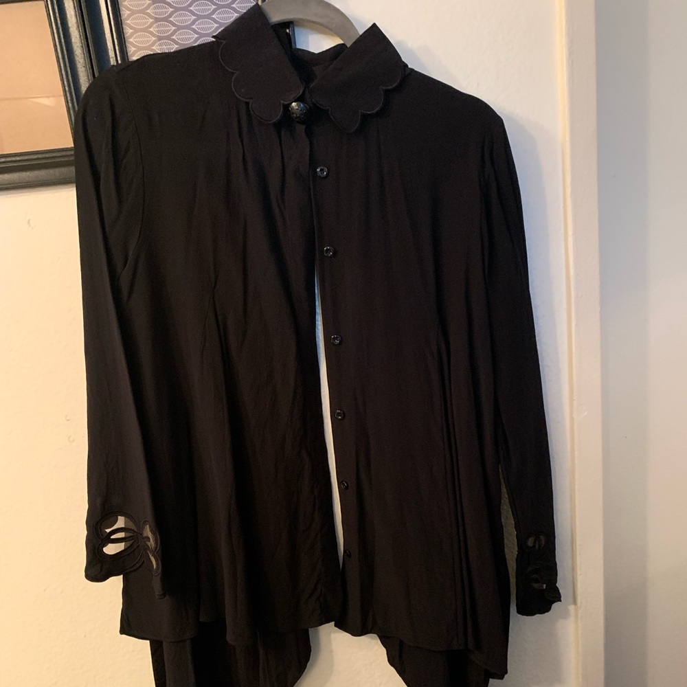 FENDI Black Long Sleeve Button Up Blouse, Size USA 4